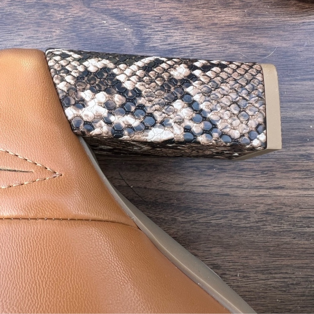 a new day Tan and Snakeskin Block Heel Mules - Picture 7 of 8